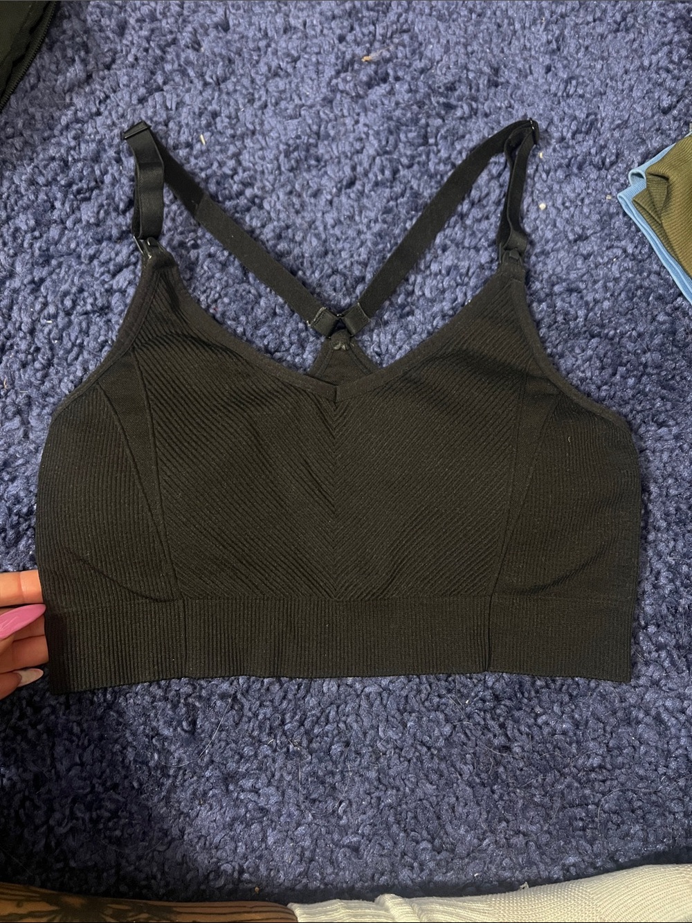 Shona Joy Black Seamless Ribbed Crop Bralette